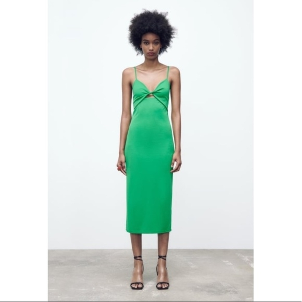 Zara Green Backless Draped Maxi Dress